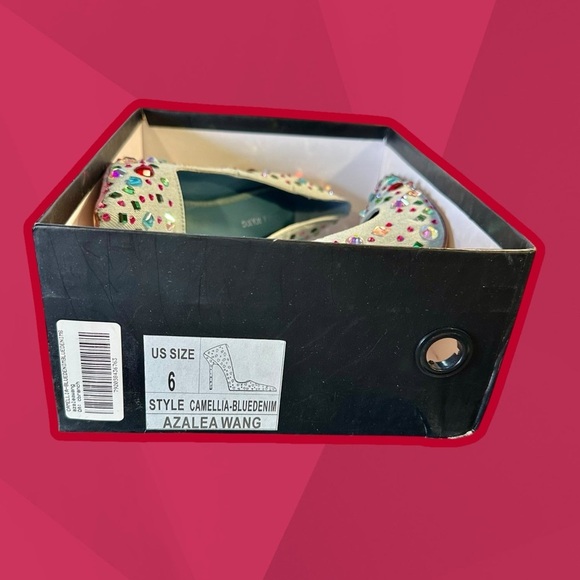 NWT Azalea Wang ‘Camellia’ Pointed Toe Stiletto Pump in “Blue Denim” Jeweled 6 - Picture 4 of 16